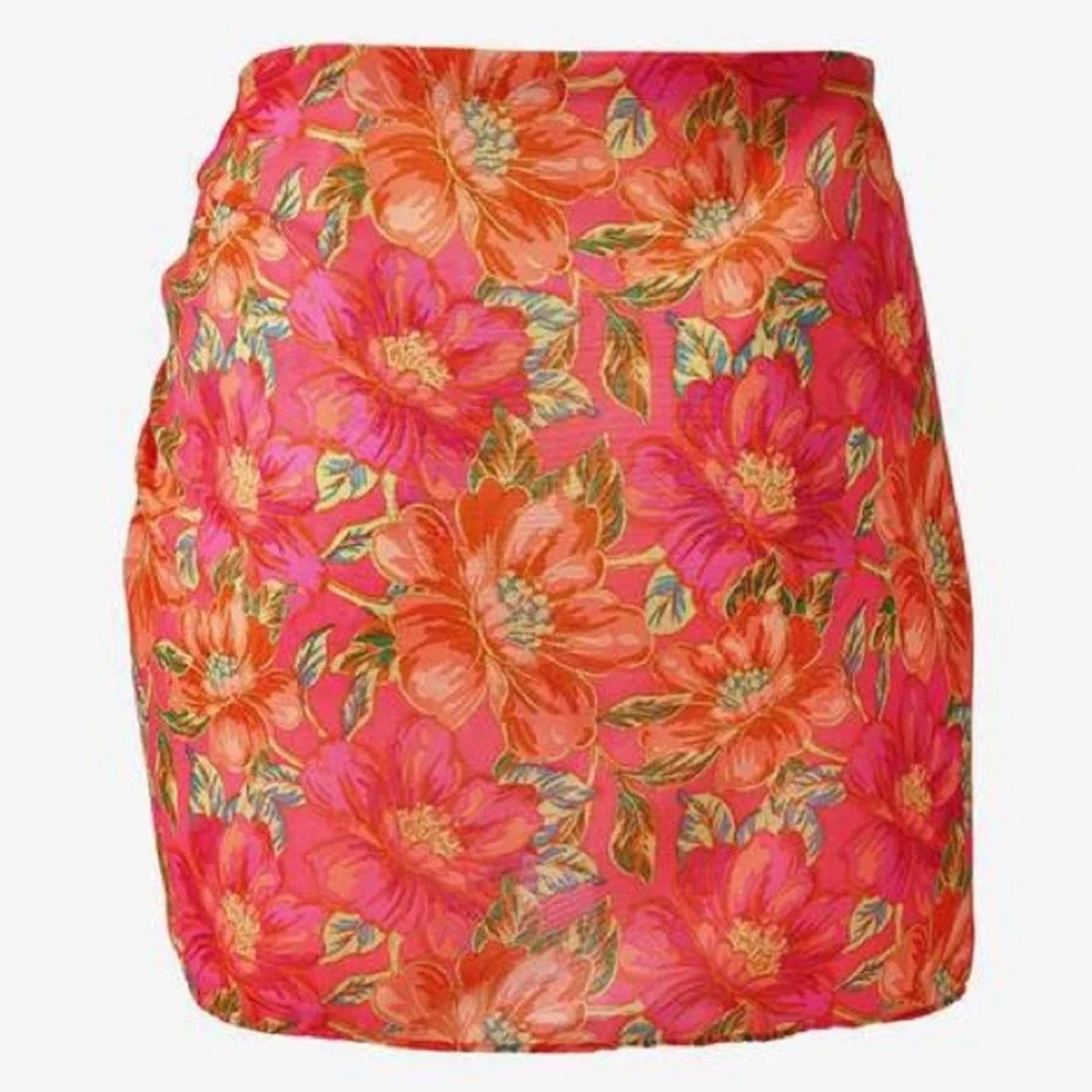 Beach Riot Melanie Sarong Miami Peony Pink‎ Orange Floral Swim Cover Up O/S NEW